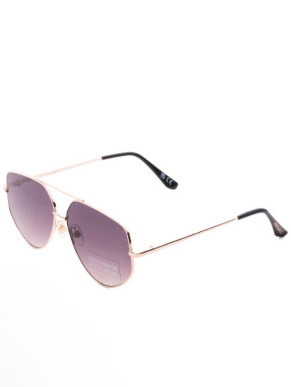 NWT- FRYE AND CO. Aviator Geometric Sunglasses Purplish Black lenses